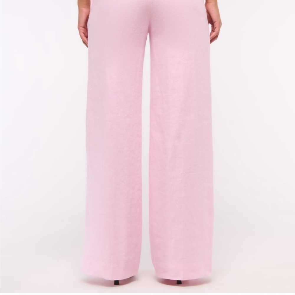 Abercrombie & Fitch White Linen Wide Leg Pants (showing pink for style only)